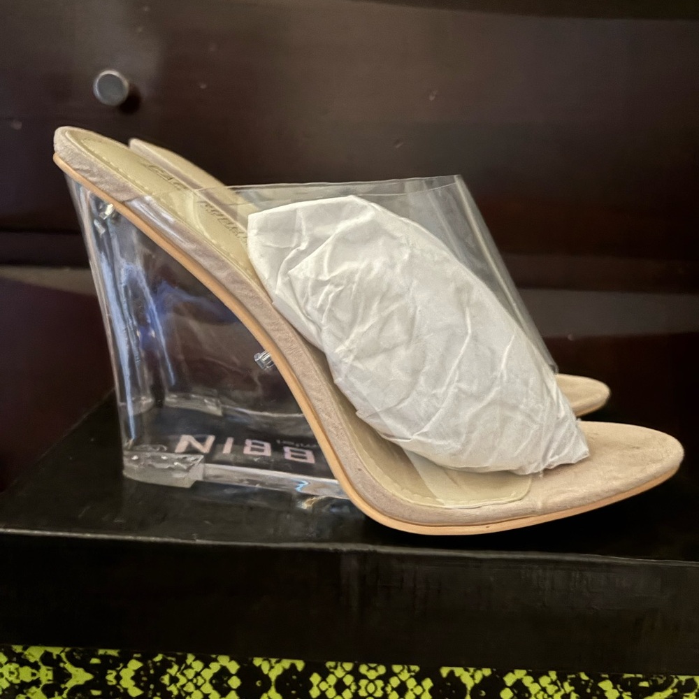 Cape Robbin Cream Lace Heels with Transparent Wedge